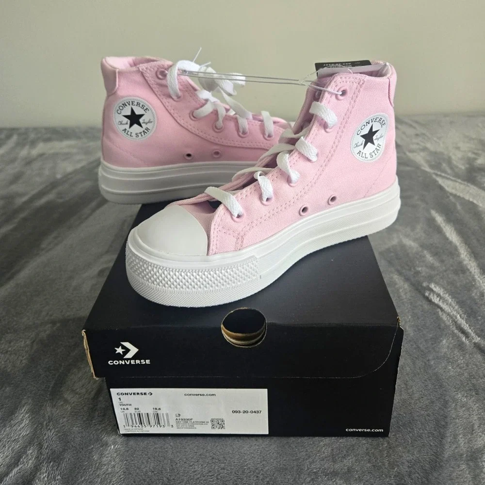 Converse Chuck Taylor All Star Day One Platform Hi Pink High Top Youth 1